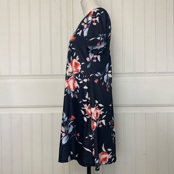 Women’s MEDIUM - Black Floral Dress - Baby Doll Style - Picture 12 of 13